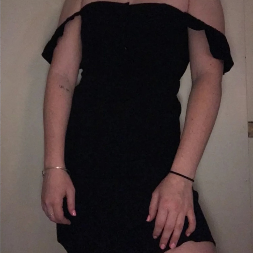 Flynn Skye Black Bardot Mini Dress